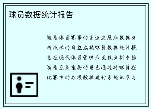球员数据统计报告